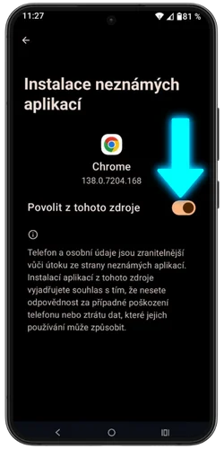 Krok 4: Povolit instalaci z neznámých zdrojů